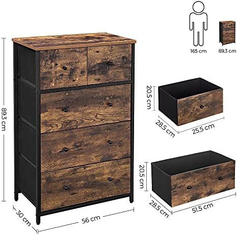 Chest of Drawers Storage Cabinet 5 rustic brown