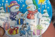 Metal Canister Christmas scene