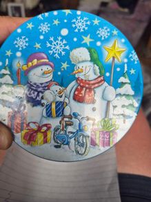 Metal Canister Christmas scene