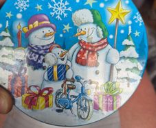Metal Canister Christmas scene