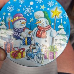 Metal Canister Christmas scene