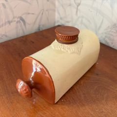 Pair of Vintage Stoneware Hot Water Bottles / Bed Warmers
