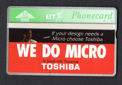 1992 United Kingdom 10 unit British Telecom Toshiba - We Do Micro (Landis & Gyr) Phone card