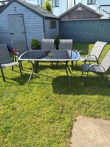 Grey Patio Set With Six Chairs
