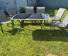 Grey Patio Set With Six Chairs