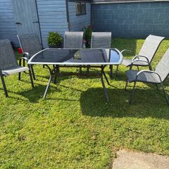 Grey Patio Set With Six Chairs