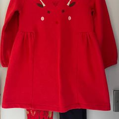 Tesco F+F Girls Reindeer dress & 2 pairs of matching leggings Aged 3-4 EUC