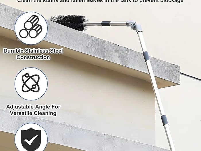 Gutter Cleaning Tools Kit 4M Telescopic Gutter Cleaner Roof with Adjustable Angle Pole Gutter Brush Scoop Roof Cleaning Equipment for Removing Leaves Debris from Gardens Ditches Villas Town Houses