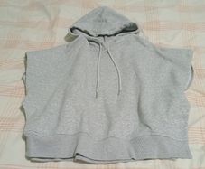 Grey short sleeve hoodie with slit at side