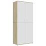Shoe Cabinet White and Sonoma Oak 80x39x178 cm Chipboard Image 2