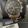 Hugo Boss 1513531 Men's Gold Tone Chronograph Watch Black Dial Box Used Image 2