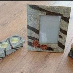 3 Piece Matching Set, 2 Candle Holders & 1 Picture Frame