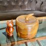 Vintage Apple Shaped Wood Jar Container Round Wooden Box 1960s 70s Image 4
