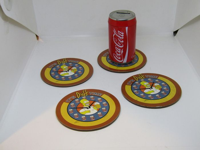 The Simpsons 4x Coasters Beer mats 2002 Duff Coasters 4 In total Cork Backed