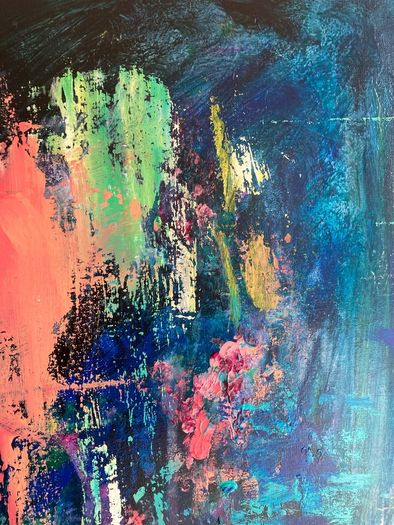 Large Original Abstract Painting Dublin Tropical Sea Seascape Surfing Theme