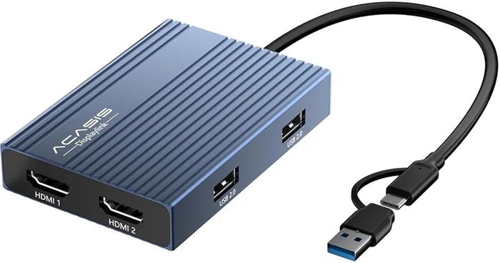 USB C to Dual HDMI DisplayLink Adapter, 4K@60Hz, 2 HDMI & 3 USB-A Ports, 100W PD Charging, USB C DisplayLink Docking Station for Mac M1/M2/M3/M4, Windows,USB A/C to Dual Monitor Adapter