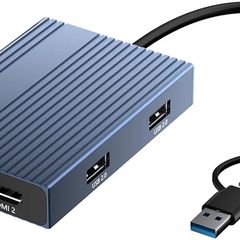 USB C to Dual HDMI DisplayLink Adapter, 4K@60Hz, 2 HDMI & 3 USB-A Ports, 100W PD Charging, USB C DisplayLink Docking Station for Mac M1/M2/M3/M4, Windows,USB A/C to Dual Monitor Adapter