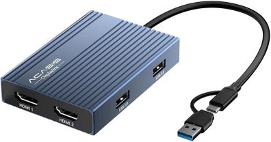 USB C to Dual HDMI DisplayLink Adapter, 4K@60Hz, 2 HDMI & 3 USB-A Ports, 100W PD Charging, USB C DisplayLink Docking Station for Mac M1/M2/M3/M4, Windows,USB A/C to Dual Monitor Adapter
