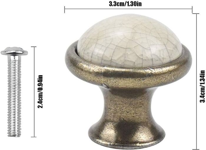 10PCS Vintage Cabinet Knobs, 33MM Ceramic Knobs, Vintage Shabby Chic Round Drawer Knobs, Kitchen Cabinet Cupboard Drawer Door Knobs Pull Handles for Chest of Drawers