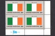 1982 United Nations New York Ireland National Flag (part of flag series) Block of 4 Mint Never Hinged (MNH)