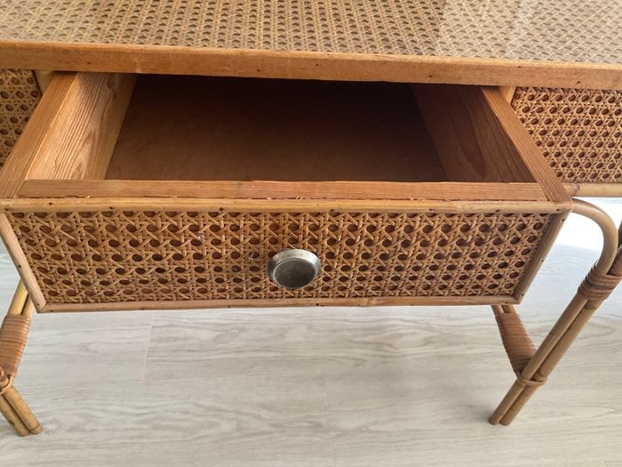 Vintage Mid Century Cane & Bamboo dressing table/console