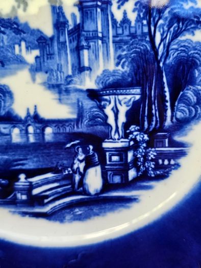 Antique Wedgwood & Co Royal Semi Porcelain Plate England c.1890-1900 Landscape Castle