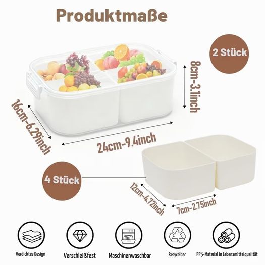Brand New Snack Box 4-Compartment Leakproof Portable Organizer for Snacks & Fruit