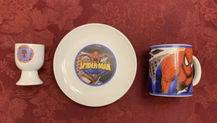 Vintage Spiderman Ceramic Breakfast Set 2002