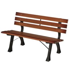 2-Person Bench for Garden & Patio, Cast Aluminum+Natural Wood, 120 x 57 x 70 cm, Brown