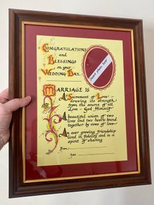Irish Hand Crafted Customisable Framed Wedding Gift