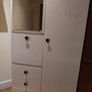 White Painted Vintage Wooden Wardrobe with Mirror, Drawers & Hanging Space Image 6