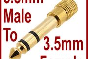 NEW Gold 3.5 mm to 6.5 mm Jack Audio Converter Adaptor 6.3