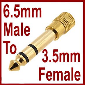 NEW Gold 3.5 mm to 6.5 mm Jack Audio Converter Adaptor 6.3