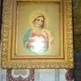 Antique Sacred Heart of Jesus, Immaculate Heart of Mary in Old Gilded Frames and Immaculate Heart of Mary set in a black wooden frame, Postage Available Selling as a Lot Image 2