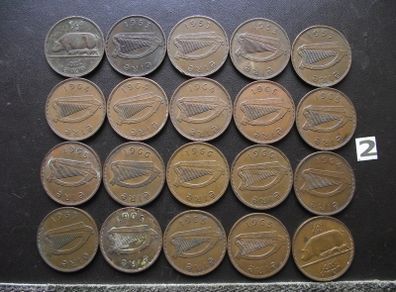 20 Irish half pennies (1953-1967)