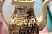 Vintage Enoch Wedgwood Dickens Coaching Days Coffee Pot Ironstone Made in England