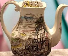 Vintage Enoch Wedgwood Dickens Coaching Days Coffee Pot Ironstone Made in England