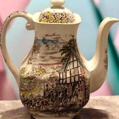 Vintage Enoch Wedgwood Dickens Coaching Days Coffee Pot Ironstone Made in England