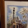 Barcelona Parque Guell Lithograph framed Image 5