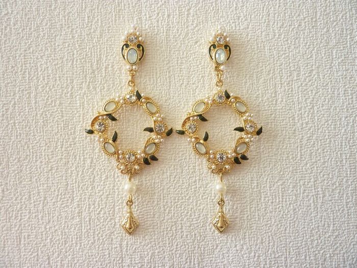Vintage Style Faux Pearl Boho Chic Drop Gold Earrings