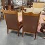 2 Vintage High-back Wooden Armchairs Image 4