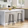 Bar Stools Set of 2, Breakfast Bar Stools for Kitchen, Round Bar Chairs with Footrest, Pub Stools, Sturdy Metal Frame, for Dining Room, Kitchen, Party, Industrial, Greige (FREE POSTAGE) Image 5