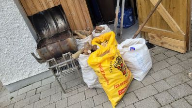 Good for big party. Handmade Stainless Steel BBQ & Firewood (6 Bags)