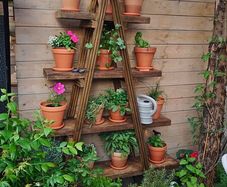Rustic Wooden Ladder Plant Stand, Handmade