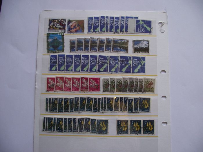 The collection of old stamps from New Zealand on stock cards (from Queen Victoria up to 1980s)