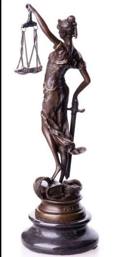 Lady Justice - Bronze, Marble, Signed
