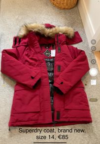 Superdry coat, brand new, size 14