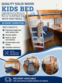 Stompa Solid Wood Mid Sleeper Bed with Mattress
