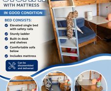 Stompa Solid Wood Mid Sleeper Bed with Mattress
