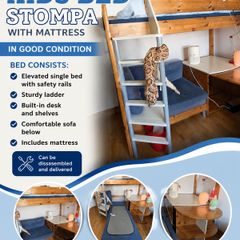 Stompa Solid Wood Mid Sleeper Bed with Mattress
